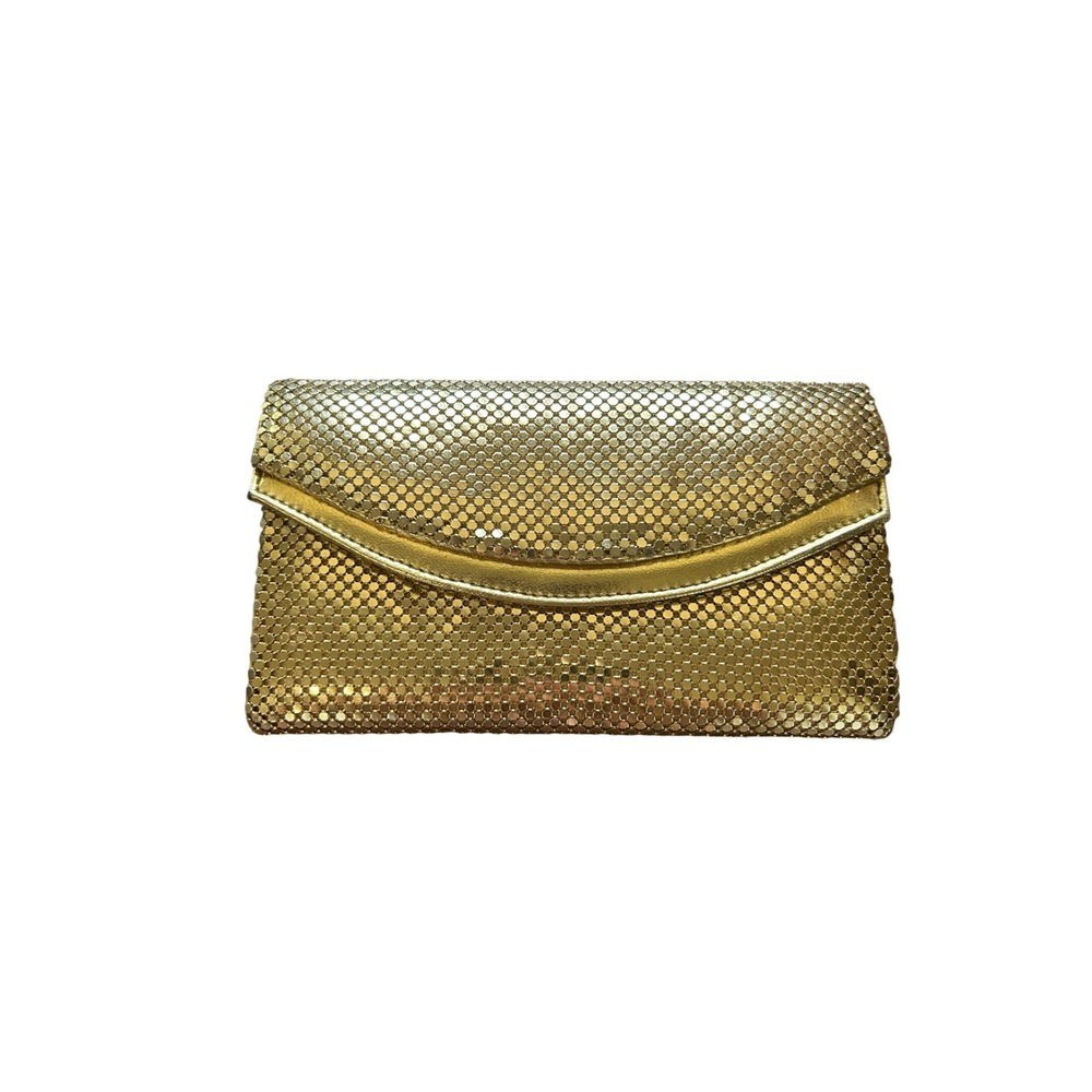 Whiting & Davis Wallet Women Gold Metal Mesh Tri-Fold Clutch OS